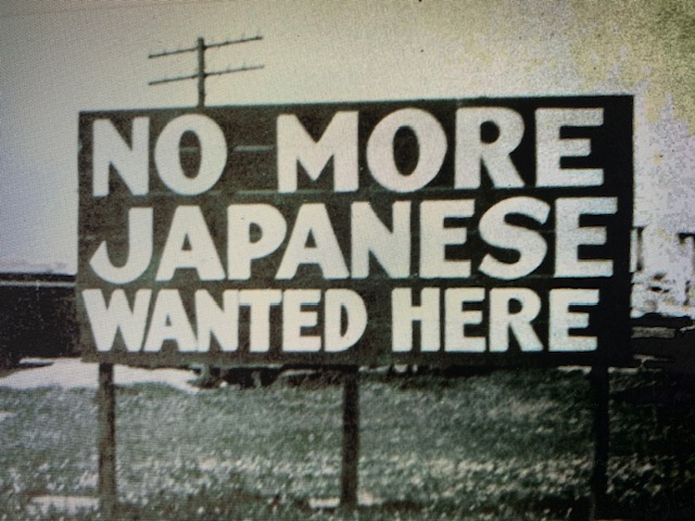 Sign saying No More Japanese Wanted Here