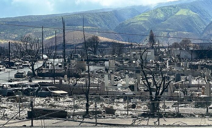 Photo taken in August 2023 show homes leveled by the Maui fire