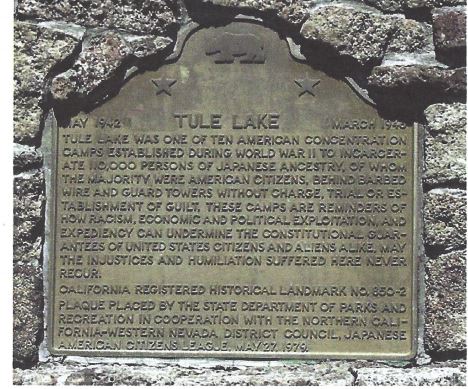 From George Nakano family photo album . Plaque at Tule Lake