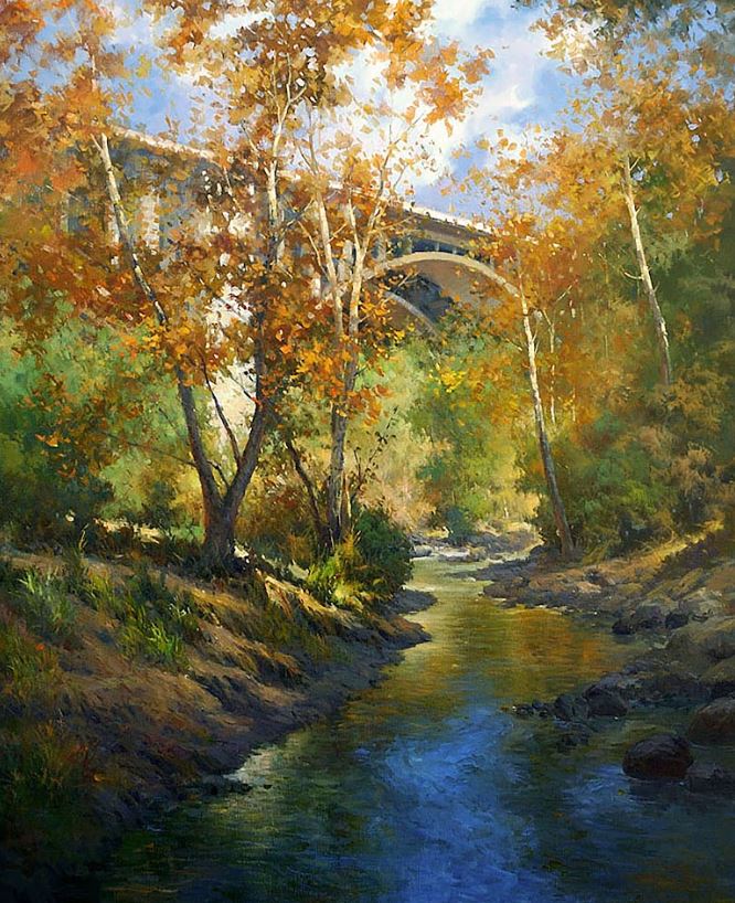 A landscaping painting from Junn Roca with influences from the Philippines is on display at the Forest Lawn Museum in Glendale, CA