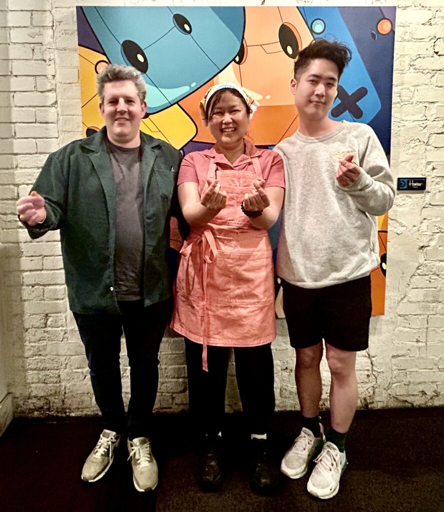 From left to right: Matt Rodbard, Chef Ji Hye Kim, and New York Times food writer and Korean American: Food That Tastes Like Home author Eric Kim at Miss Kim in Ann Arbor on April 30. Photo by Jia H. Jung