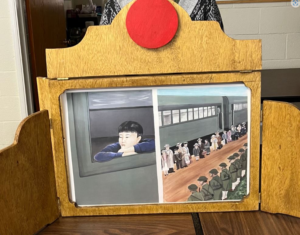 Kamishibai storyboard used to share the story of the incarceration with Sebastopol's elementary school children