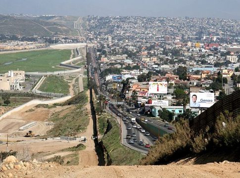 Aerial view of the U.S. Mexico border in California