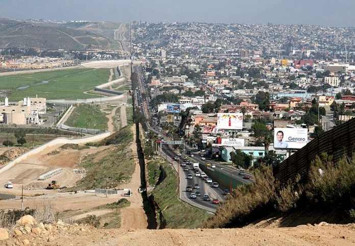 Aerial view of the U.S. Mexico border in California