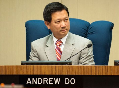 Andrew Do sits in the chamber of the Orange County Board of Supervisors