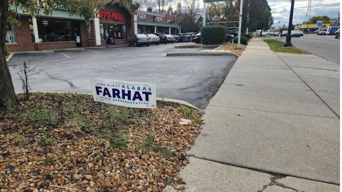 One of the few campaign signs posted in Dearborn. It's for a local election.