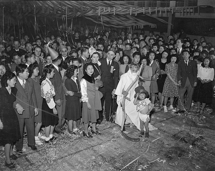 Evacuees celebrate New Year's Eve at Topaz Concentration Camp