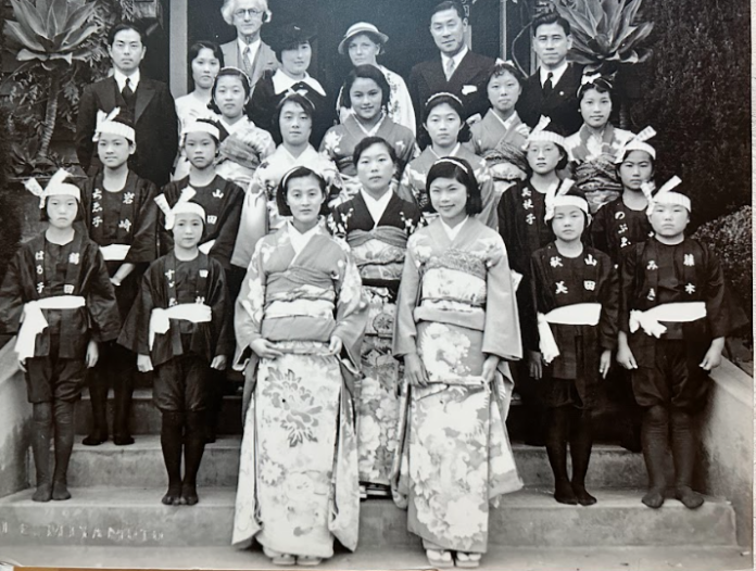 Japanese dancers from the Buddhist Church in Santa Barbara.