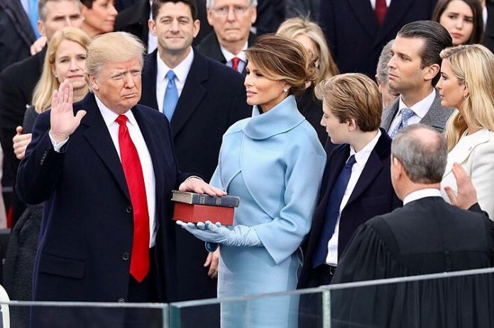 Donald Trump is sworn in for his first term in the White House in 2017