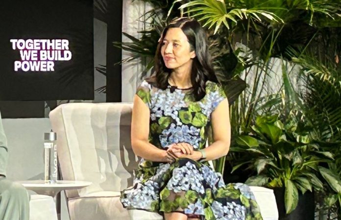 Boston Mayor Michelle Wu on stage at The Asian American Foundation Summit in New York in May 2024