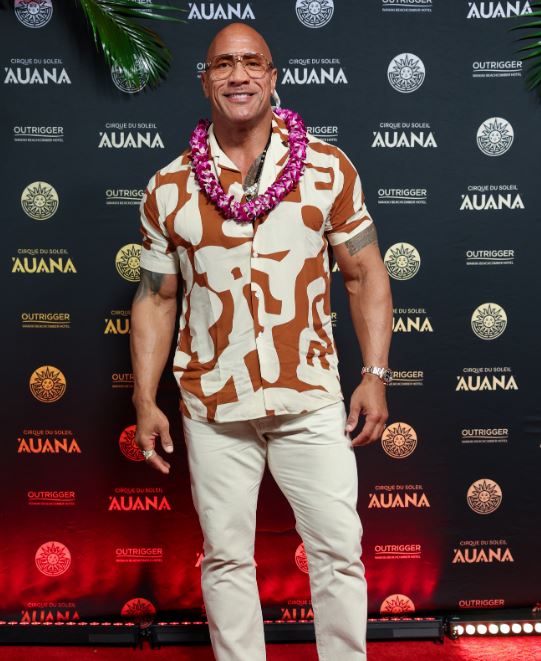 Dwayne the Rock Johnson attends the premier of Cirque du Soleil ‘Auana. 