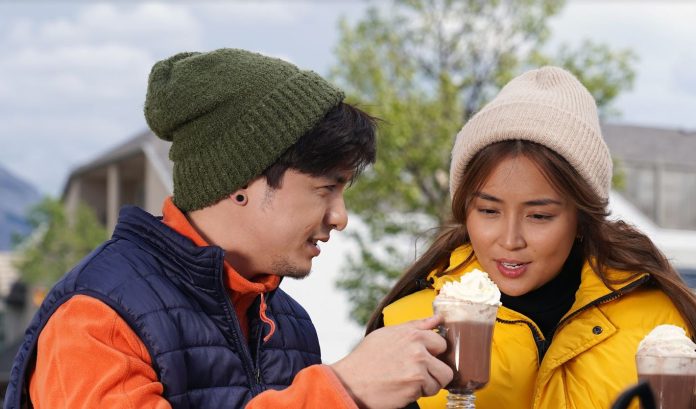 Alden Richards and Kathryn Bernardo enjoy a hot chocolate together in the mountains in Hello Love Again