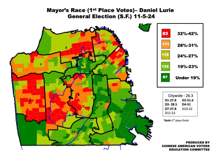 Map show where Mayor Lurie has his strongest support