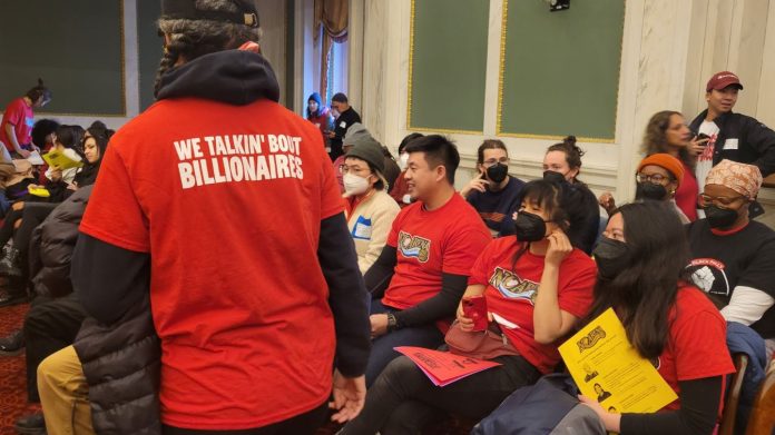 Protesers arrived early to witness the approval of the Philadelphia 76er arena that they say will destroy Chinatown.