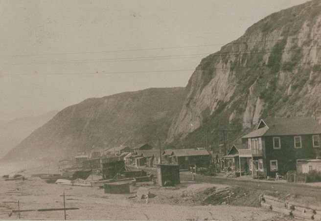 Japanese fishing village located at the foot of Santa Monica Canyon across from Long Wharf, Santa Monica, Calif. in 1918.