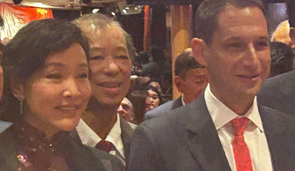 Mayor Daniel Lurie is seen here with actress Joan Chen at his inauguration dinner. 