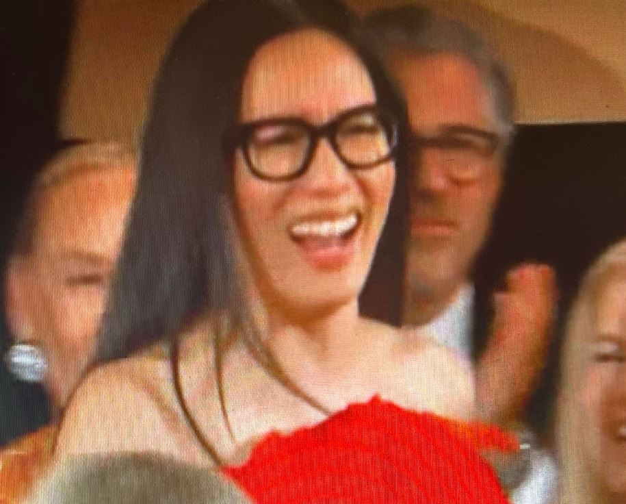 Ali Wong beams with excitement, reacting to the announcement she had won a Golden Globe for best stand up comedy on TV. 