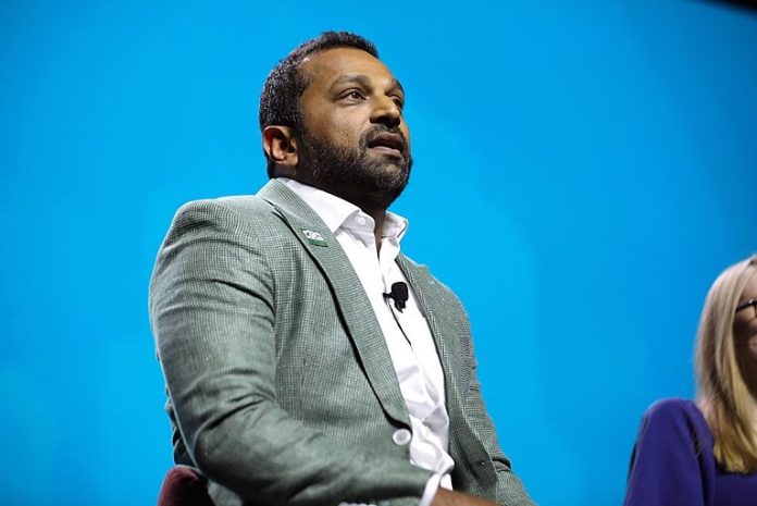 Kash Patel speaking with attendees at the 2024 FreedomFest at Caesars Forum Conference Center in Las Vegas, Nevada.