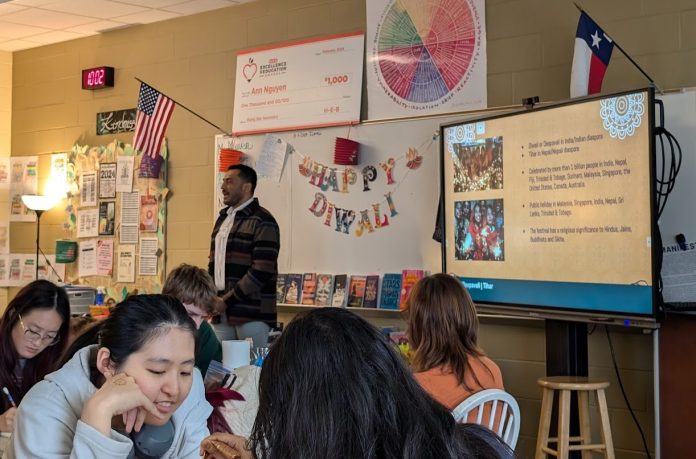 Students at Round Rock High's Asian American Studies class near Austin listen to a lecture