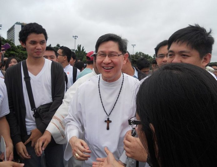 Surprise appearance of Luís Antonio Cardinal Tagle, Archbishop of Manila, at the 26 August 2013 Million People March protest in Manila.