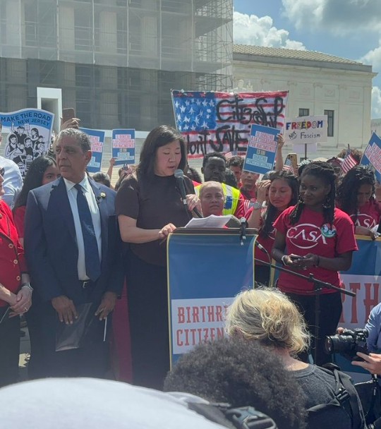Rep Grace Meng (D-NY) speaks in front of the U.S. Surpreme Court on the significance of birthright citizenship to the Asian American community.